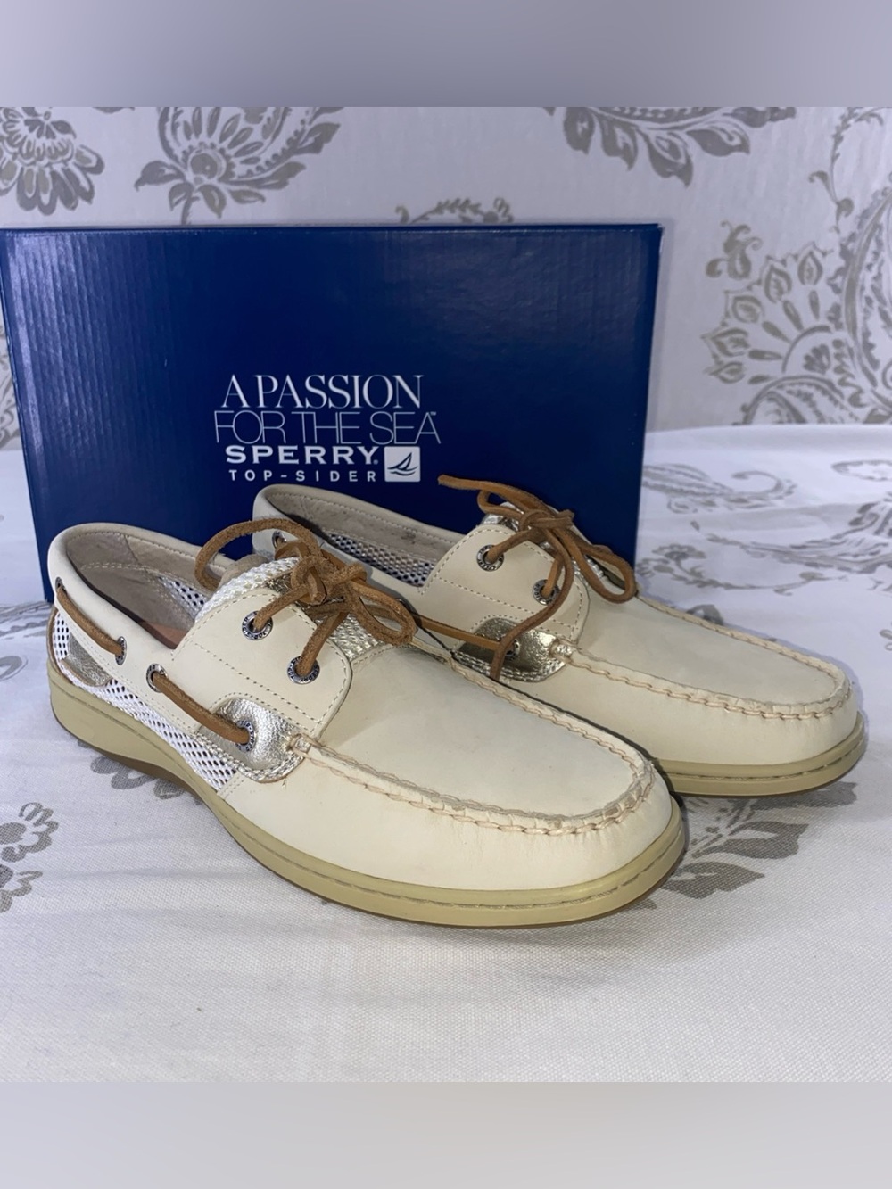 Sperry‎ boat shoe Bluefish Ivory Open Mesh